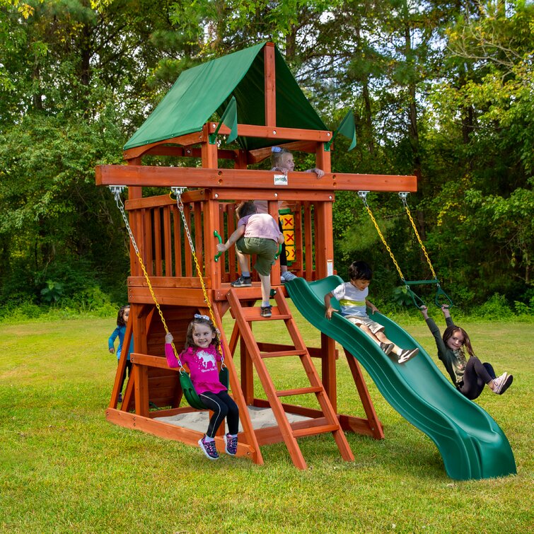 Five star ii space sales saver cedar swing set